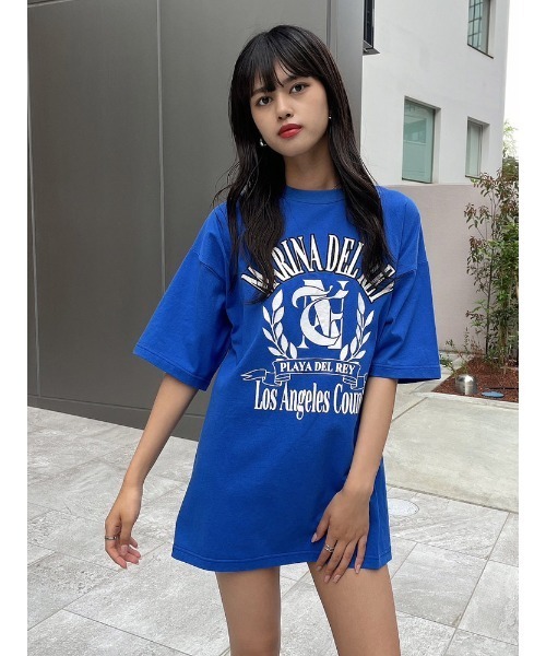 ENVYM(アンビー)の「カレッジロゴBIG T(Tシャツ/カットソー・レディース・ホワイト/ブラック/ブルー・FREE)」の4枚目の写真