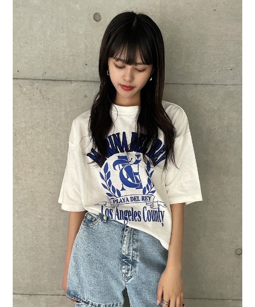 ENVYM(アンビー)の「カレッジロゴBIG T(Tシャツ/カットソー・レディース・ホワイト/ブラック/ブルー・FREE)」の17枚目の写真