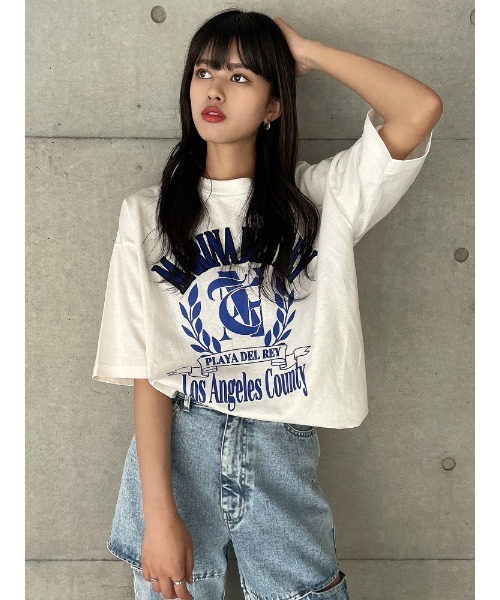 ENVYM(アンビー)の「カレッジロゴBIG T(Tシャツ/カットソー・レディース・ホワイト/ブラック/ブルー・FREE)」の18枚目の写真