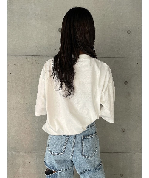 ENVYM(アンビー)の「カレッジロゴBIG T(Tシャツ/カットソー・レディース・ホワイト/ブラック/ブルー・FREE)」の19枚目の写真