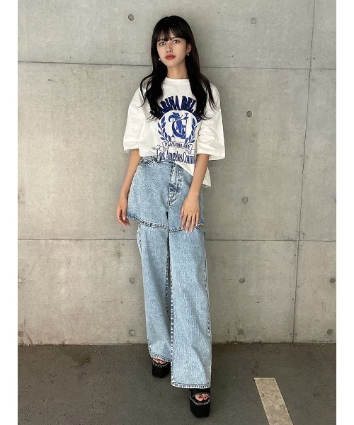 ENVYM(アンビー)の「カレッジロゴBIG T(Tシャツ/カットソー・レディース・ホワイト/ブラック/ブルー・FREE)」の21枚目の写真