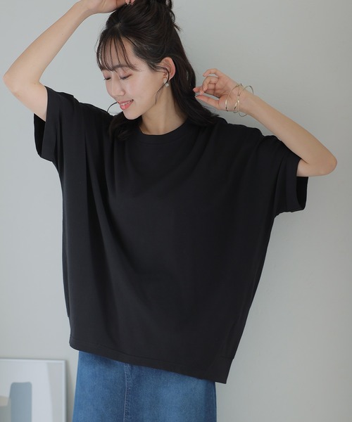 ElegChic（エレグシック）の「ゆったりロールアップカットソー（Tシャツ/カットソー・レディース・オフホワイト/杢グレー/ブラック/カーキ・M/XL/4L）」の5枚目の写真