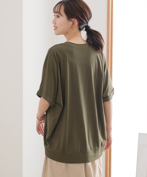 ElegChic（エレグシック）の「ゆったりロールアップカットソー（Tシャツ/カットソー・レディース・オフホワイト/杢グレー/ブラック/カーキ・M/XL/4L）」の11枚目の写真