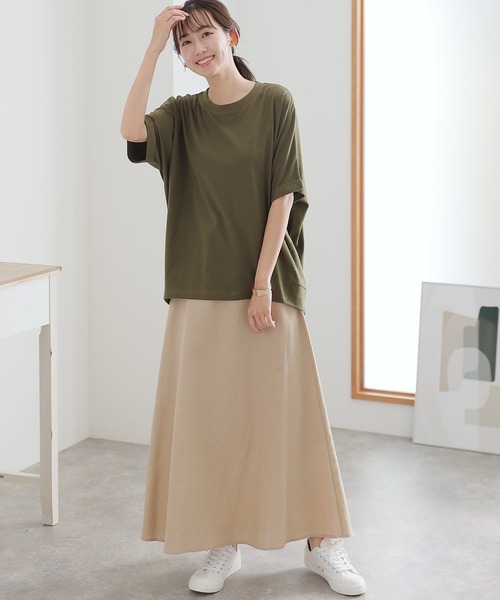 ElegChic（エレグシック）の「ゆったりロールアップカットソー（Tシャツ/カットソー・レディース・オフホワイト/杢グレー/ブラック/カーキ・M/XL/4L）」の12枚目の写真