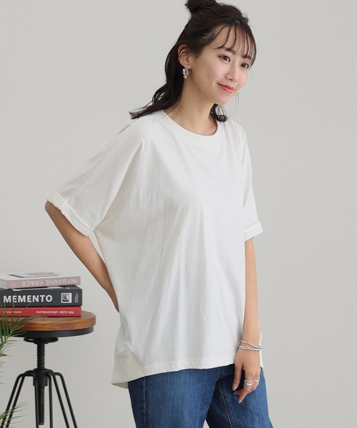 ElegChic（エレグシック）の「ゆったりロールアップカットソー（Tシャツ/カットソー・レディース・オフホワイト/杢グレー/ブラック/カーキ・M/XL/4L）」の13枚目の写真