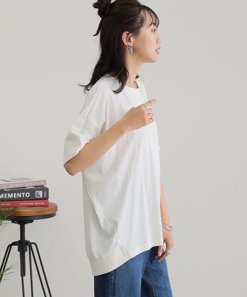 ElegChic（エレグシック）の「ゆったりロールアップカットソー（Tシャツ/カットソー・レディース・オフホワイト/杢グレー/ブラック/カーキ・M/XL/4L）」の14枚目の写真