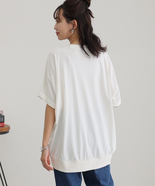ElegChic（エレグシック）の「ゆったりロールアップカットソー（Tシャツ/カットソー・レディース・オフホワイト/杢グレー/ブラック/カーキ・M/XL/4L）」の15枚目の写真