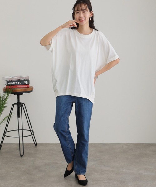 ElegChic（エレグシック）の「ゆったりロールアップカットソー（Tシャツ/カットソー・レディース・オフホワイト/杢グレー/ブラック/カーキ・M/XL/4L）」の16枚目の写真