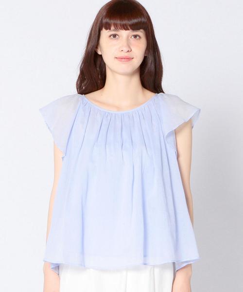 Another Edition（アナザーエディション）の「ヨウリョウラッフルショートスリーブ/AEFC Ｃヨウリュウ　RUFFLE SSL◆（シャツ/ブラウス・レディース・オフホワイト/オレンジ/ライトブルー・フリー）」の5枚目の写真