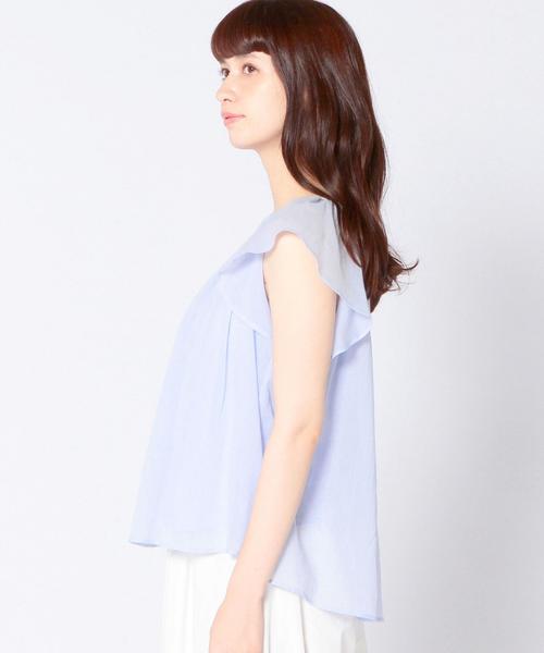 Another Edition（アナザーエディション）の「ヨウリョウラッフルショートスリーブ/AEFC Ｃヨウリュウ　RUFFLE SSL◆（シャツ/ブラウス・レディース・オフホワイト/オレンジ/ライトブルー・フリー）」の6枚目の写真