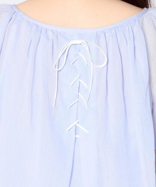 Another Edition（アナザーエディション）の「ヨウリョウラッフルショートスリーブ/AEFC Ｃヨウリュウ　RUFFLE SSL◆（シャツ/ブラウス・レディース・オフホワイト/オレンジ/ライトブルー・フリー）」の13枚目の写真