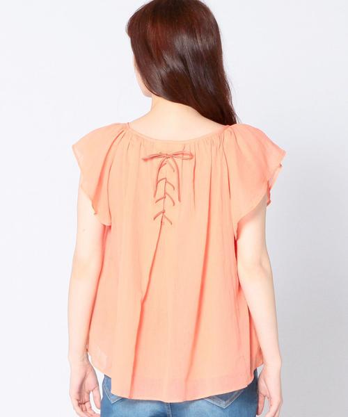 Another Edition（アナザーエディション）の「ヨウリョウラッフルショートスリーブ/AEFC Ｃヨウリュウ　RUFFLE SSL◆（シャツ/ブラウス・レディース・オフホワイト/オレンジ/ライトブルー・フリー）」の9枚目の写真