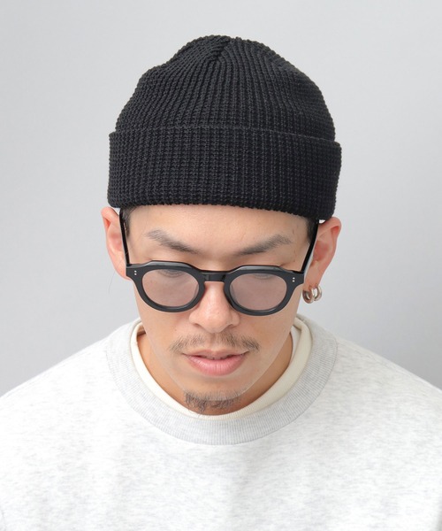 Basiquenti（ベーシックエンティ）の「アクリル ワッフル ニットワッチ（ニットキャップ/ビーニー・メンズ・イエロー/オレンジ/ベージュ/グリーン/ブラック/オフホワイト/グレー・FREE）」の9枚目の写真