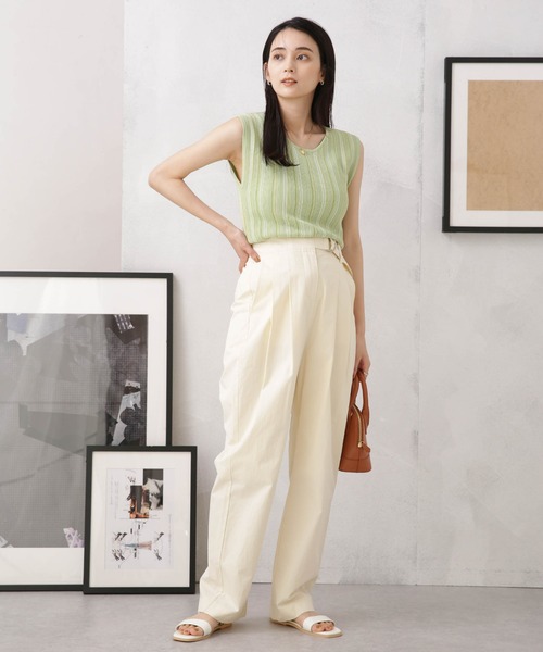 NANO universe（ナノユニバース）の「LB.04/マルチストライプタンクトップニット（タンクトップ・レディース・グリーン/ダークグレー/ベージュ・FREE）」の19枚目の写真