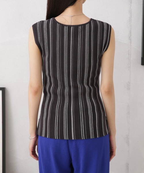 NANO universe（ナノユニバース）の「LB.04/マルチストライプタンクトップニット（タンクトップ・レディース・グリーン/ダークグレー/ベージュ・FREE）」の17枚目の写真