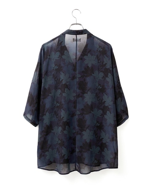 JUNRED（ジュンレッド）の「シアーフラワープリントドルマンシャツ（シャツ/ブラウス・メンズ・チャコールグレー/ネイビー/パープル・L/M/S）」の4枚目の写真