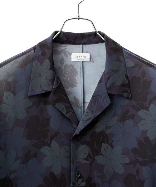 JUNRED（ジュンレッド）の「シアーフラワープリントドルマンシャツ（シャツ/ブラウス・メンズ・チャコールグレー/ネイビー/パープル・L/M/S）」の5枚目の写真