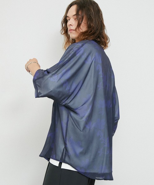 JUNRED（ジュンレッド）の「シアーフラワープリントドルマンシャツ（シャツ/ブラウス・メンズ・チャコールグレー/ネイビー/パープル・L/M/S）」の12枚目の写真