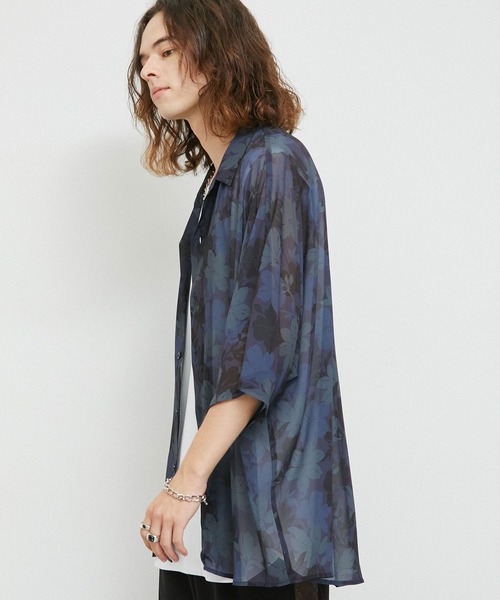 JUNRED（ジュンレッド）の「シアーフラワープリントドルマンシャツ（シャツ/ブラウス・メンズ・チャコールグレー/ネイビー/パープル・L/M/S）」の14枚目の写真