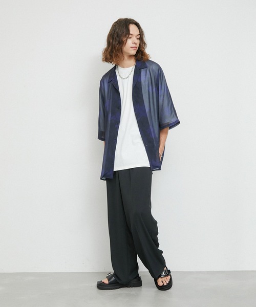 JUNRED（ジュンレッド）の「シアーフラワープリントドルマンシャツ（シャツ/ブラウス・メンズ・チャコールグレー/ネイビー/パープル・L/M/S）」の18枚目の写真