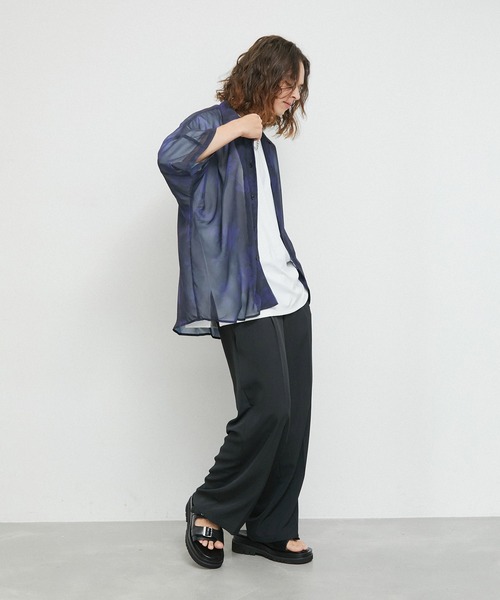 JUNRED（ジュンレッド）の「シアーフラワープリントドルマンシャツ（シャツ/ブラウス・メンズ・チャコールグレー/ネイビー/パープル・L/M/S）」の19枚目の写真