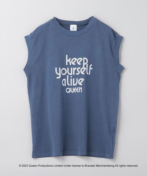 6（ロク）の「＜6(ROKU)＞QUEEN KEEP YOUR SELF ノースリーブTシャツ（Tシャツ/カットソー・レディース・ダークグリーン/ロイヤルブルー・FREE）」の2枚目の写真