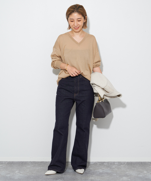 plage プラージュ ふわふわニット マスタード Vネック ゆったりセーター imgrc0117189513.jpg