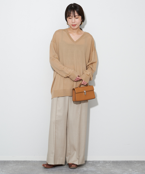 plage プラージュ ふわふわニット マスタード Vネック ゆったりセーター plage（プラージュ）の「Fine Gauge Vネックニット（ニット