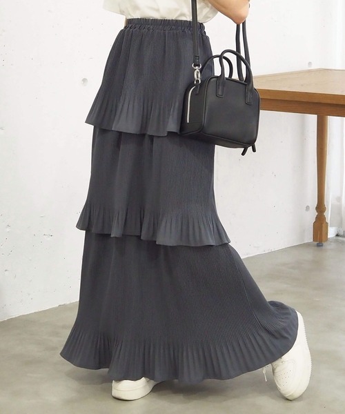tiptop（ティップトップ）の「【選べる2タイプ】3段プリーツティアードスカート（スカート・レディース・ブラック/ダークグレー/オフホワイト/ホワイト系その他/ブラック系その他・FREE）」の5枚目の写真