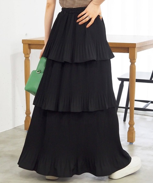 tiptop（ティップトップ）の「【選べる2タイプ】3段プリーツティアードスカート（スカート・レディース・ブラック/ダークグレー/オフホワイト/ホワイト系その他/ブラック系その他・FREE）」の10枚目の写真