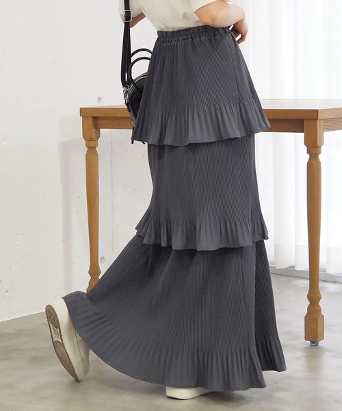 tiptop（ティップトップ）の「【選べる2タイプ】3段プリーツティアードスカート（スカート・レディース・ブラック/ダークグレー/オフホワイト/ホワイト系その他/ブラック系その他・FREE）」の12枚目の写真