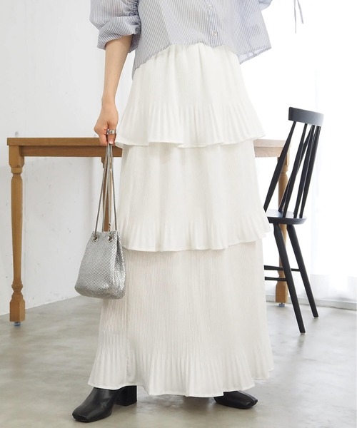 tiptop（ティップトップ）の「【選べる2タイプ】3段プリーツティアードスカート（スカート・レディース・ブラック/ダークグレー/オフホワイト/ホワイト系その他/ブラック系その他・FREE）」の14枚目の写真