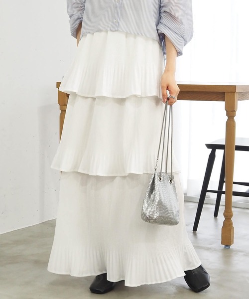 tiptop（ティップトップ）の「【選べる2タイプ】3段プリーツティアードスカート（スカート・レディース・ブラック/ダークグレー/オフホワイト/ホワイト系その他/ブラック系その他・FREE）」の15枚目の写真