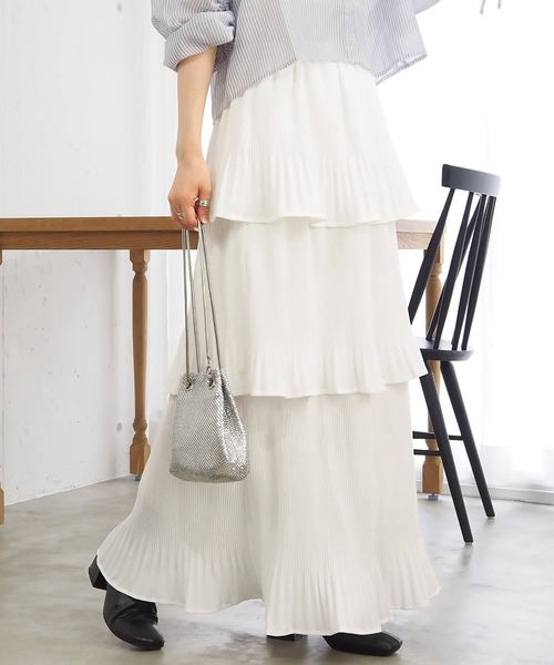 tiptop（ティップトップ）の「【選べる2タイプ】3段プリーツティアードスカート（スカート・レディース・ブラック/ダークグレー/オフホワイト/ホワイト系その他/ブラック系その他・FREE）」の16枚目の写真