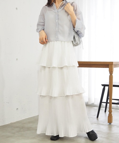 tiptop（ティップトップ）の「【選べる2タイプ】3段プリーツティアードスカート（スカート・レディース・ブラック/ダークグレー/オフホワイト/ホワイト系その他/ブラック系その他・FREE）」の17枚目の写真