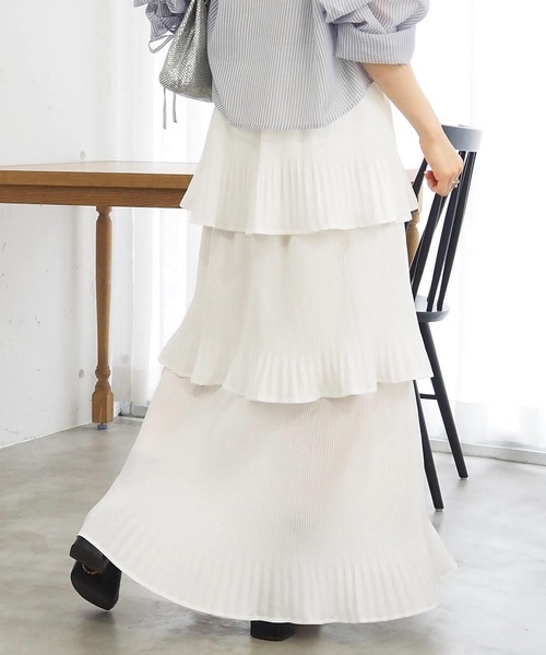 tiptop（ティップトップ）の「【選べる2タイプ】3段プリーツティアードスカート（スカート・レディース・ブラック/ダークグレー/オフホワイト/ホワイト系その他/ブラック系その他・FREE）」の18枚目の写真