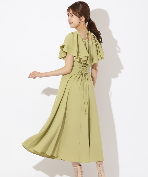 And Couture ストライプオフショルフリルワンピース AND COUTURE ワンピース オープンショルダーストライプ