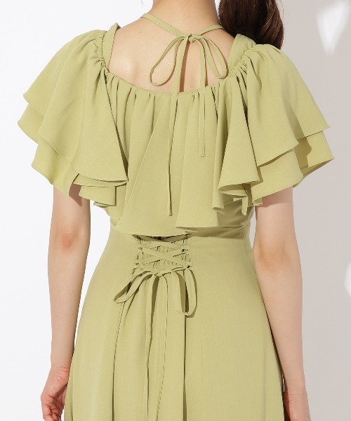And Couture ストライプオフショルフリルワンピース AND COUTURE ワンピース オープンショルダーストライプ