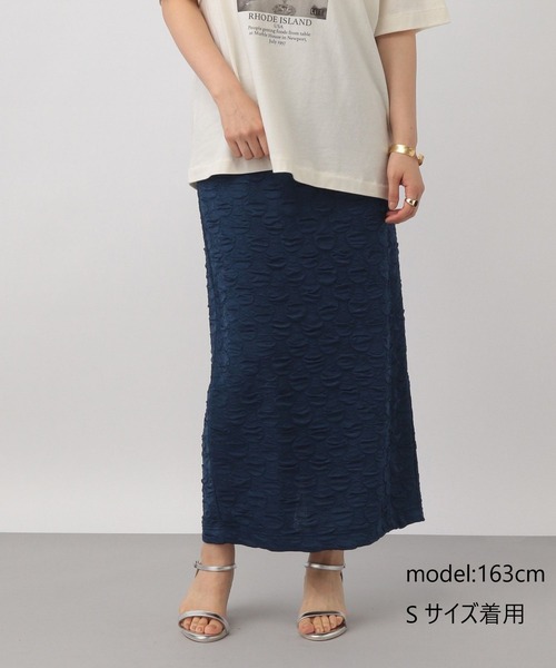 A part by（アパートバイ）の「【WEB限定Sサイズあり】カットジャガードナロースカート（スカート・レディース・ブルー系その他5/ブラック/オフホワイト・SMALL/FREE）」の8枚目の写真