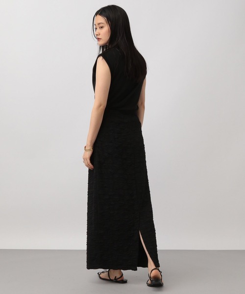 A part by（アパートバイ）の「【WEB限定Sサイズあり】カットジャガードナロースカート（スカート・レディース・ブルー系その他5/ブラック/オフホワイト・SMALL/FREE）」の4枚目の写真