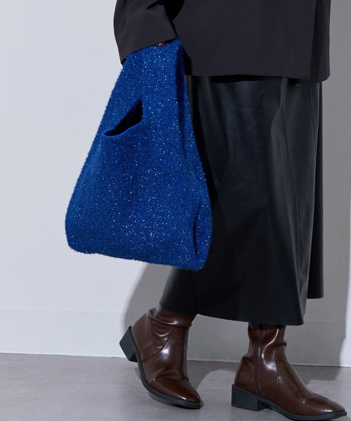 MAISON BREEZE（メゾンブリーズ）の「【MAISON BREEZE】glitter shoping bag /ラメフェザー ショッピングバッグ mini tote（トートバッグ・レディース・ブラック/マルチ/ゴールド/シルバー/その他2/レッド/ブルー・FREE）」の3枚目の写真