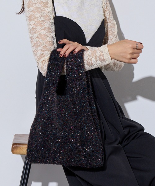 MAISON BREEZE（メゾンブリーズ）の「【MAISON BREEZE】glitter shoping bag /ラメフェザー ショッピングバッグ mini tote（トートバッグ・レディース・ブラック/マルチ/ゴールド/シルバー/その他2/レッド/ブルー・FREE）」の17枚目の写真