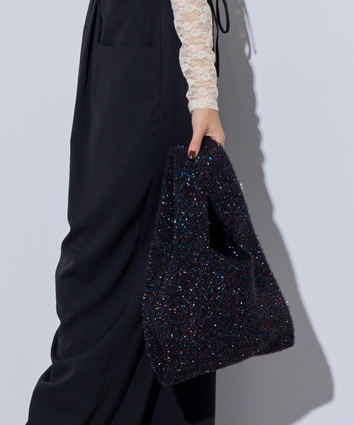 MAISON BREEZE（メゾンブリーズ）の「【MAISON BREEZE】glitter shoping bag /ラメフェザー ショッピングバッグ mini tote（トートバッグ・レディース・ブラック/マルチ/ゴールド/シルバー/その他2/レッド/ブルー・FREE）」の16枚目の写真