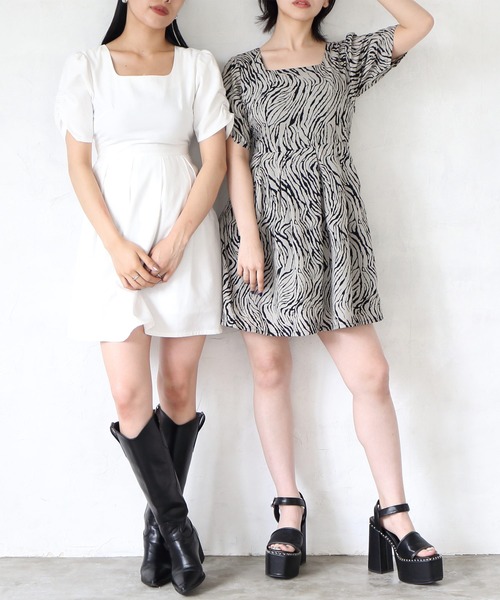 ENVYM（アンビー）の「バックオープンミニワンピース（ワンピース・レディース・ブラック/ホワイト/ゼブラ・FREE）」の13枚目の写真