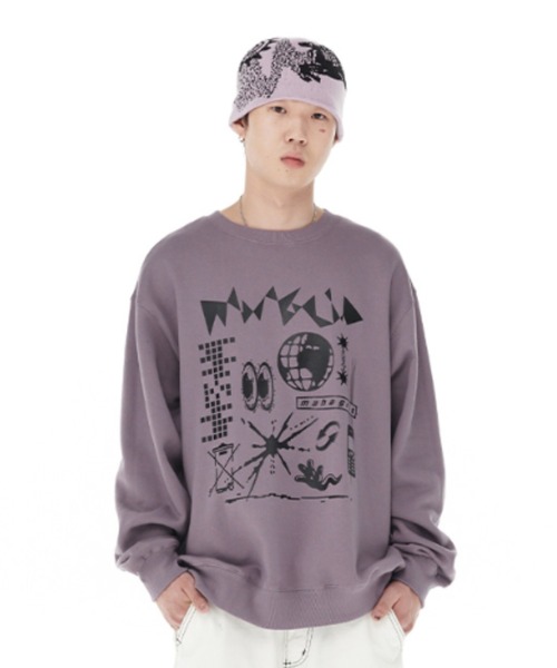 MAHAGRID（マハグリッド）の「『mahagrid/マハグリッド』NETWORK SPARK SWEATSHIRT/ネットワークデザイン スウェットシャツ（スウェット・レディース・ネイビー/パープル・M/L）」の12枚目の写真