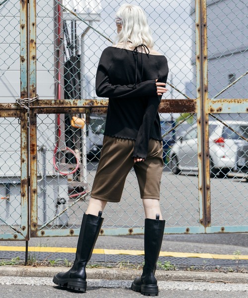 ELLEgirl（エルガール）の「センターシームハーフパンツ【ELLEgirl/エル ガール】（その他パンツ・レディース・カーキ/ブラック・FREE）」の13枚目の写真