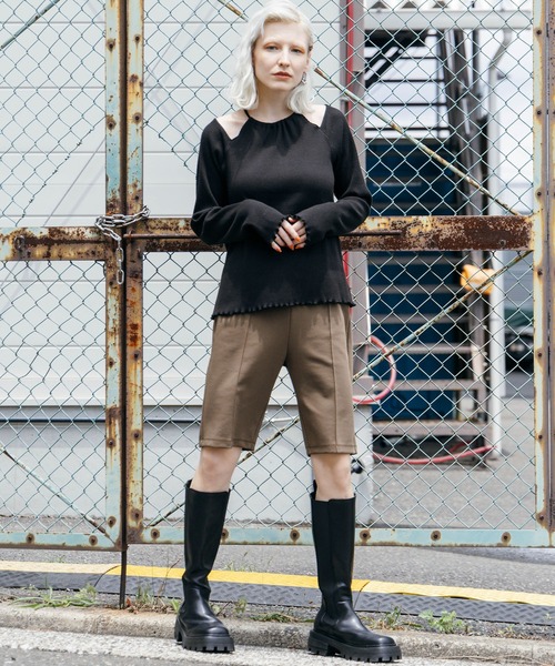 ELLEgirl（エルガール）の「センターシームハーフパンツ【ELLEgirl/エル ガール】（その他パンツ・レディース・カーキ/ブラック・FREE）」の14枚目の写真