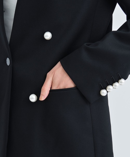 CINOH/チノ】BLACK FORMAL NO COLLAR JACKET/ブラックフォーマルノー