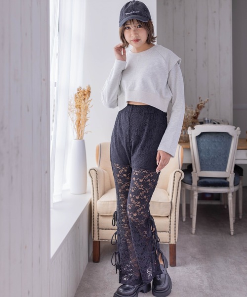 clear（クリア）の「サイドリボンレースパンツ[低身長用サイズ有]（その他パンツ・レディース・アイボリー/ブラック・F/XS）」の15枚目の写真