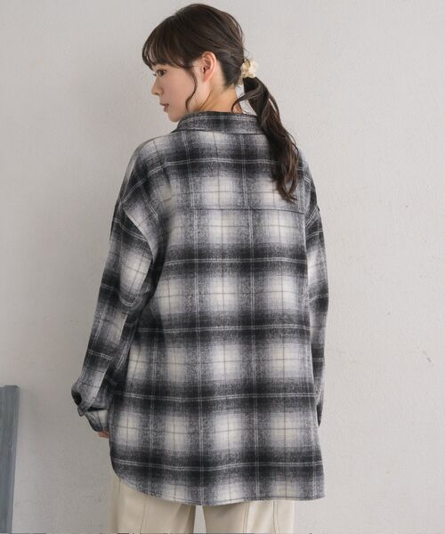 RETRO GIRL(レトロガール)の「起毛FウールチェックSH(シャツ/ブラウス・レディース・グリーン/ブラック/ベージュ・FREE)」の11枚目の写真